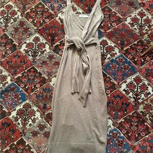 Jonathan Simkhai Ezra wrap dress in Taupe Beige 10% Cashmere